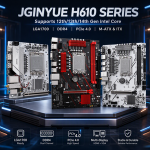 Carte mère JGINYUE <span class=keywords><strong>H610</strong></span> LGA1700 DDR4 ITX M-ATX pour jeux, compatible avec les processeurs de 12e, 13e et 14e génération, 2x M.2 NVMe, double sortie vidéo, PC - Product Image 1