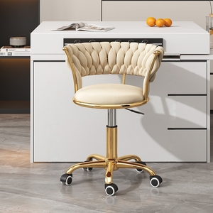Sillón de <span class=keywords><strong>Barber</strong></span>ía con Respaldo Tejido, Cojín, Reposabrazos, Marco de Metal <span class=keywords><strong>Dorado</strong></span>, Giratorio, Altura Ajustable, Ergonómico, 360°, para Salón de Belleza y <span class=keywords><strong>Barber</strong></span>ía - Product Image 5