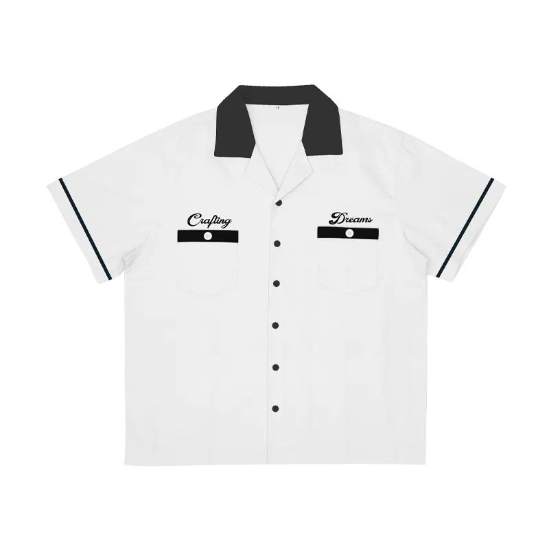 Wholesale Of New Men's Loose Fitting Color Matching Embroidered Short Sleeved Shirts With Cuban Collar Casual Shirts