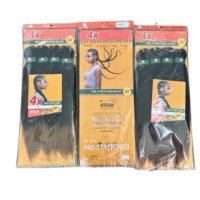 Extensions de cheveux synthétiques à tresser pré-étirées 4X de 38 pouces, trame simple, lisses Yaki, pour tressage facile à l'eau chaude