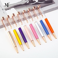 Stylo à bille flottant DIY, corps creux en métal avec paillettes, sable et décoration florale, stylo créatif pour promotions et cadeaux