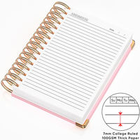 Bloc-notes A5 personnalisé de haute qualité et bon marché avec impression de logo et de taille personnalisés, carnet de notes de bureau A5, carnet à spirales rose pour filles