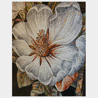 Lukisan Mosaik Kaca Kristal dengan Pola Seni Desain Bunga Modern yang Indah, Dipotong Tangan