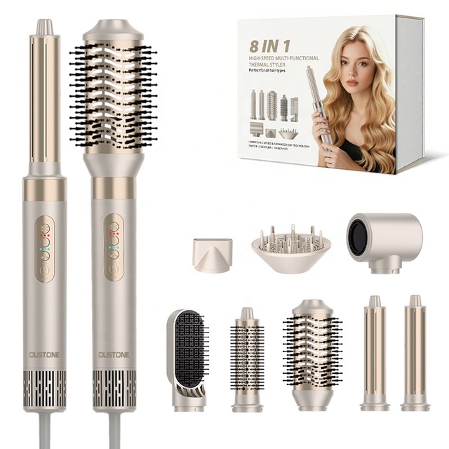 8 in 1 Automatic Hair Curler Styler 110000Rpm Brushless Motor Hot Air Brush Hair Dryer Enhanced Hair Styler Multi Functional Set
