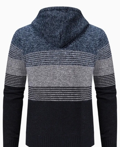 Pull-over décontracté doublé polaire à fermeture éclair complète pour hommes Pull en tricot éponge coupe régulière Sweats à capuche et sweatshirts - Product Image 4