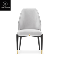 Chaise de salle à manger en cuir de luxe italien, pieds en bois noir massif, chaise de salle à manger moderne rembourrée pour la maison, meubles de villa