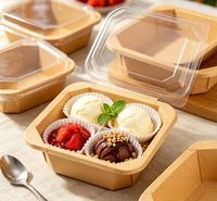 Boîte alimentaire carrée multi-tailles en papier kraft imperméable, jetable, pour riz frit et nouilles, avec finition mate, pour la restauration en gros