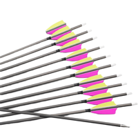 Lot de 12 flèches en carbone de 26 pouces, 600 spine, pointes amovibles, plumes de dinde, pointes en acier, inserts en aluminium - pour arcs classiques et à poulies, adultes