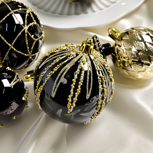 Décorations <span class=keywords><strong>de</strong></span> Noël, ensemble <span class=keywords><strong>de</strong></span> boules irrégulières électro-plaquées noires <span class=keywords><strong>et</strong></span> dorées, boîte <span class=keywords><strong>de</strong></span> boules <span class=keywords><strong>de</strong></span> décoration pour arbre <span class=keywords><strong>de</strong></span> Noël, ornements en plastique - Product Image 3