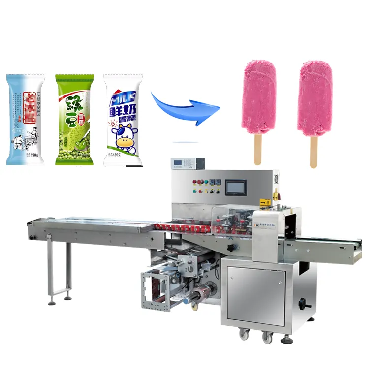 Usine Vente Directe Oreiller Entièrement Automatique Pop Ice Lolly Machine D'emballage Doux Dur Sucette Bonbons Machine D'emballage Horizontale