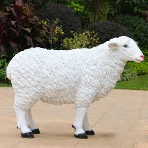 अनुकूलित पर्यावरण के अनुकूल फाइबर ग्लास हाथ मोडेल्ड सफेद बकरी मूर्तिकला अनुकरण पशु मूर्तिकला आउटडोर - Product Image 4