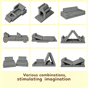 Ensemble de canapés modulaires pour enfants, 10 pièces, en mousse haute densité, personnalisable en usine, pour le jeu des tout-petits, mobilier pour enfants - Product Image 4
