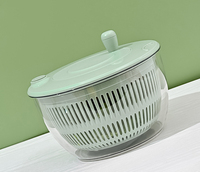 Grote Capaciteit Keuken Salade Spinner Roterende Handgreep Vergiet Drainerende Mand Handmatige Sla Spinner Met Groentechopper