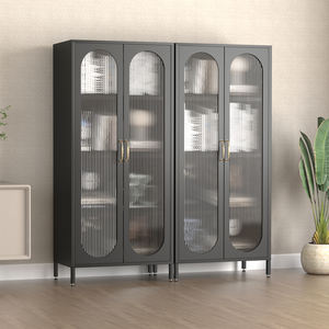 Rangements en acier Placard Buffets 2 portes battantes en verre Style américain Jouets Présentoir à vin <span class=keywords><strong>Cuisine</strong></span> Armoire sur pied Casier - Product Image 6