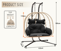 Fauteuil suspendu double moderne en osier pour extérieur, pliable, avec support, idéal pour cour, jardin, chambre, balcon