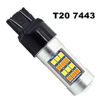Feux arrière de voiture LED bicolores 12V-24V, clignotants, feux de freinage, ampoule 2835 42SMD 1157 BAY15D T25 3157 T20 7443 blanc ambre