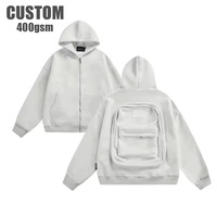 Hoodie Sweatshirt Unisex Streetwear Custom, Hoodie Travel Y2K, Hoodie Zipper Pullover Katun Tebal dengan Ransel