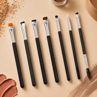 Ensemble professionnel de 7 pinceaux à sourcils, pinceaux plats, coudés, à détails, à brosses souples, pinceaux de maquillage en gros
