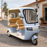 Tricycle électrique touristique SumEv 60V 1000W à 3 places, carrosserie ouverte, autonomie 30-50 km, vente en gros pour distributeurs en Asie du Sud-Est, parcs à thème et stations balnéaires