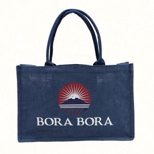 Sac de shopping réutilisable en jute naturel avec logo personnalisé imprimé - Product Image 4