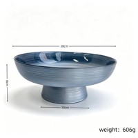 Bol sur pied en verre côtelé dégradé ambre vintage 20 cm, pour fruits, salades, desserts, décoration de table, vente en gros