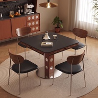 Table à manger pliable en ardoise à base solide pour petits appartements, gîtes, cafés - Meuble de salle à manger de style vintage rétro