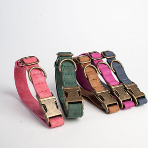 Leather <b>Dog</b> <b>Collars</b> Solid Color Adjustable Buckle Closure Classic Style for Medium <b>Dogs</b> All Seasons Use - Product Image 3