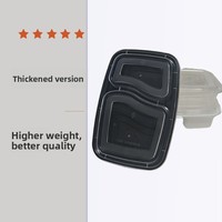 Boîte à lunch jetable à double compartiment, style américain, avec pochette à compartiments séparés, compatible micro-ondes, pour livraison en restaurant