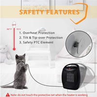 Ventilateur chauffant électrique portable 2-en-1 compact et puissant en céramique PTC avec mode de refroidissement pour bureau et maison en hiver