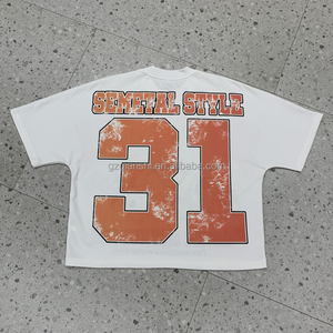High Quality Tee Shirt Manufacturer Oversize Drop Shoulder Screen Printing T-shirts Cotton Cropped Graphic Boxy t Shirt for Men - Product Image 3