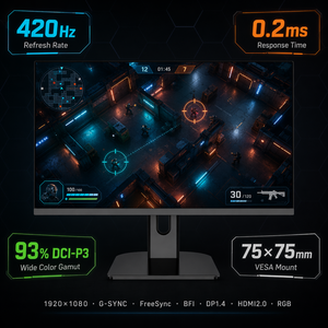 Vente en gros Nouvel écran de jeu 420Hz 24,1 pouces 1920x1080 FHD <span class=keywords><strong>TN</strong></span> <span class=keywords><strong>93</strong></span>% DCI-P3 HDR G-Sync FreeSync DP OEM Factory - Product Image 2