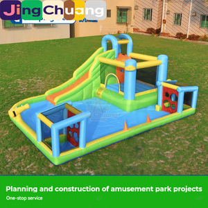 Aufblasbare Kinderburg mit Wasserrutsche, Heimtrampolin, großes Outdoor-<span class=keywords><strong>Trampolin</strong></span> zum Spielen, Wasserfußball und für Freizeitaktivitäten - Product Image 1