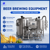 Système de brassage en acier inoxydable avec cuve de mashing, cuve de décantation (Lauter Tun), cuve de décantation à tourbillon (HLT) et bras de purge pour brasserie artisanale et microbrasserie