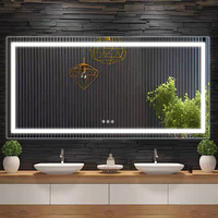 Miroir de salle de bain mural sans cadre avec éclairage LED, anti-buée, 3 couleurs de lumière, gradation progressive, commande tactile