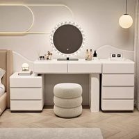 Coiffeuse blanche moderne avec miroir LED et éclairage, réglable, pour chambre à coucher, meuble de beauté