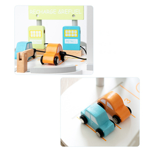 Parking en <span class=keywords><strong>bois</strong></span> à double pont pour enfants Simulation de transport Station-service Jeux éducatifs Jouets - Product Image 3