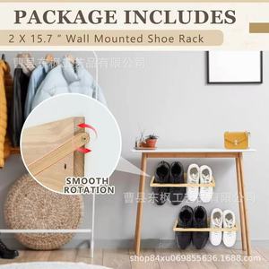 Wooden <b>Wall</b> Mounted <b>Shoe</b> <b>Rack</b> Foldable Solid Wood For Bedroom Bathroom Living Room Storage - Product Image 2