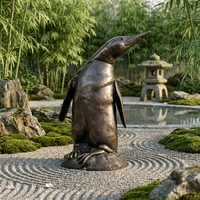 Statue de pingouin en bronze moulé à la cire perdue sur mesure - Sculpture d'animaux sauvages antarctiques sur mesure, sculpture en bronze