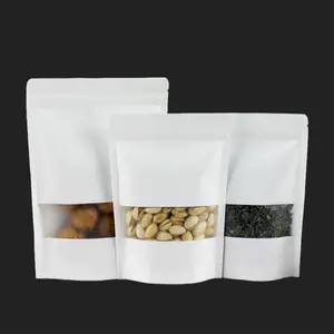 Пакеты из белой крафт-бумаги на заказ с матовым окном, многоразовые Упаковочные пакеты для малого бизнеса и продуктов питания