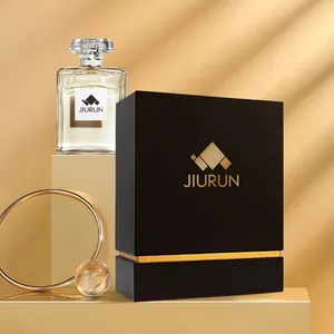 Caixa de presente de perfume preto OEM ODM embalagem com logotipo de folha de ouro personalizado caixa de perfume de luxo com veludo