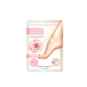 Masque pour les pieds au collagène adoucissant avec callosités Private Label Nail Salon Spa Treatment Amovible Toe-tips Pédicure Collagène Chaussettes pour les soins des pieds