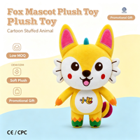 Peluche renard personnalisée, mascotte de dessin animé, animal en peluche, faible MOQ, OEM ODM, peluche super douce en coton PP, cadeau brodé pour enfants
