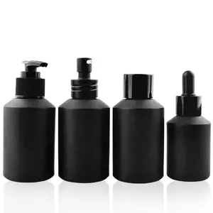 Cosmetische Apotheker Huidverzorgingslotion En Haarolie Zwart Glas UV-Resistente Oogdruppelflesjes 15Ml 30Ml 60Ml 100Ml 120Ml 200Ml