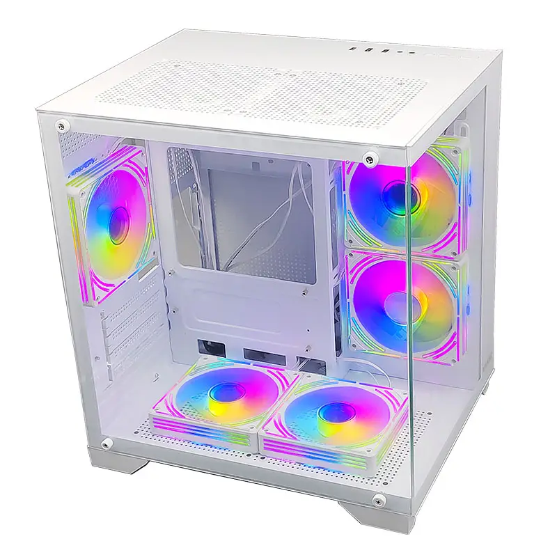 MANMU Mid Tower 3.0 USB-Gehäuse PC-Gaming-Computer gehäuse PC-Seite Gehärtetes Glas Itx/M-Atx Weiß Computer-Gaming-PC-Gehäuse