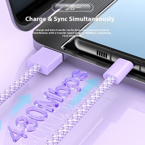 USB a to <strong>C</strong> <strong>Type</strong>-<strong>C</strong> 3A Fast Charging Nylon Data <strong>Cable</strong> - Product Image 3