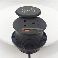 Cubierta de carga inalámbrica a prueba de polvo de 10W, toma de sofá con ojal redondo, toma de CA del Reino Unido QC3.0, toma de escritorio de carga rápida, PD20W, toma de escritorio de 1, 2 uds.