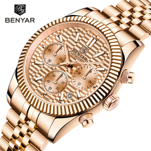 Montre pour homme Benyar S001, calendrier, aiguilles lumineuses, marque haut de gamme, <span class=keywords><strong>chronographe</strong></span> multifonction, montre pour homme d'affaires, montre en acier inoxydable, luxe - Product Image 4