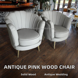 Chaise de salle à manger moderne en bois massif, rembourrée rose, pour hôtel, restaurant, mariage, banquet, mobilier commercial, location de villa, luxe - Product Image 2