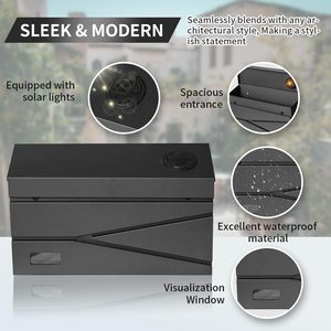 Solar Wall Mount Mailbox Large Capacity Visibility Galvanized Steel Rust-Proof Metal <strong>Post</strong> <strong>Box</strong> Drop <strong>Outside</strong> Mailboxes - Product Image 3