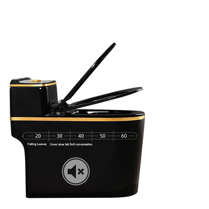 Inodoro de Lujo Moderno para Baño, Sanitario de Cerámica de Una Pieza, Color Negro y Dorado - Product Image 5